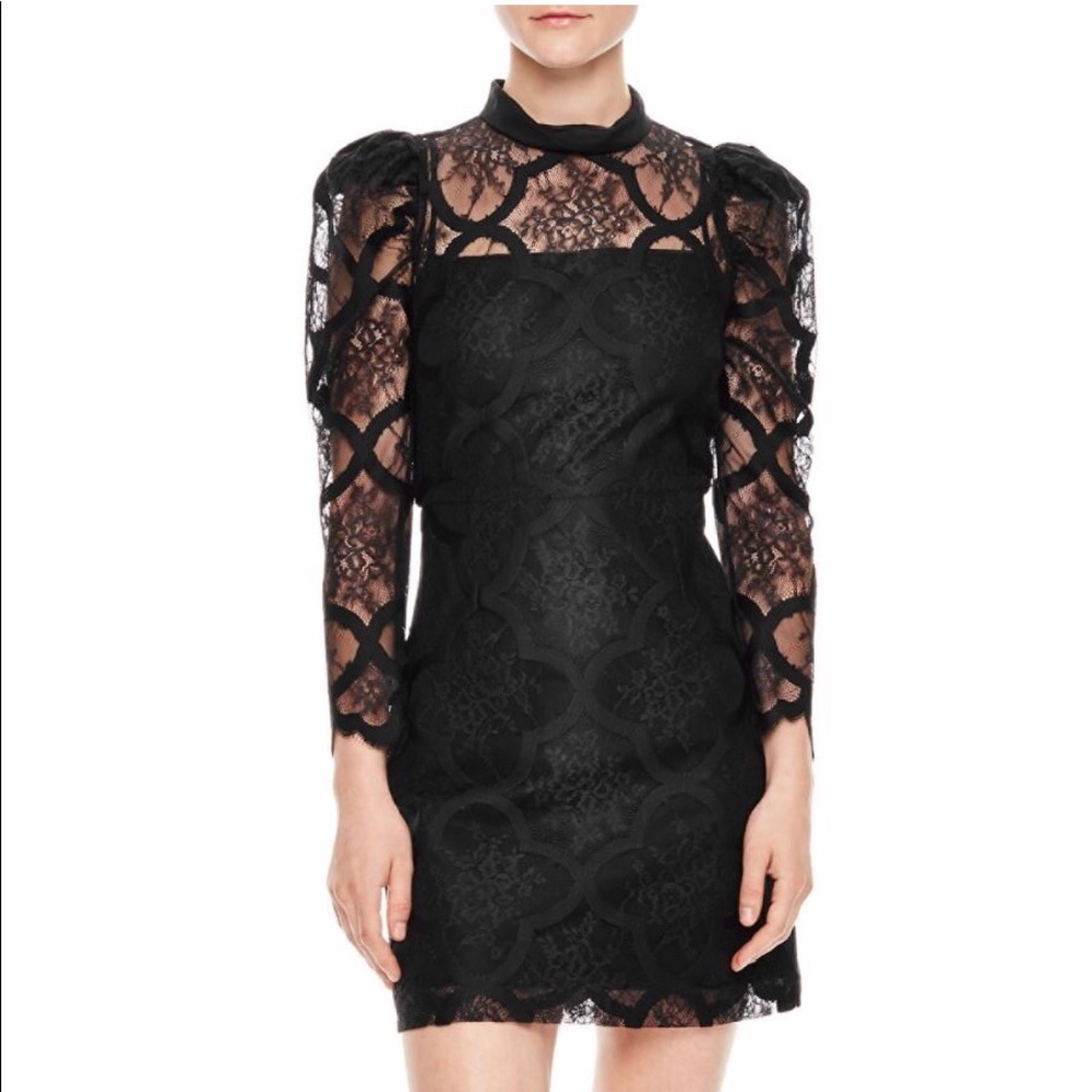 Sandro puff sleeve lace mini dress
